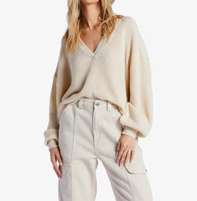 Billabong No Worries Vneck Sweater In White Cap In Purple