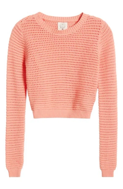 Billabong Nova Open Stitch Sweater In Peach Out