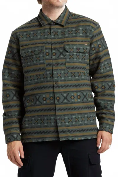 Billabong Offshore Jacquard Flannel Shirt In Slate Green