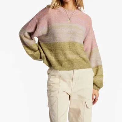 Billabong On Hue Stripe Sweater In Willow In Green
