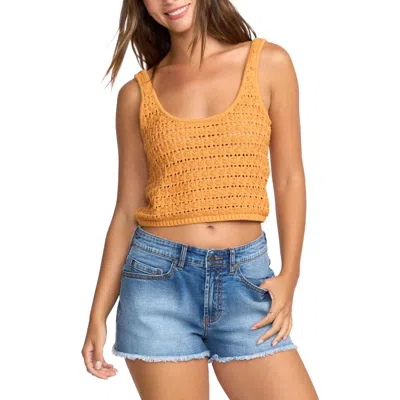 Billabong Open Stitch Crop Sweater Tank In Brown