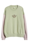 Billabong Original Vibes Kendal Embroidered Cotton Blend Fleece Sweatshirt