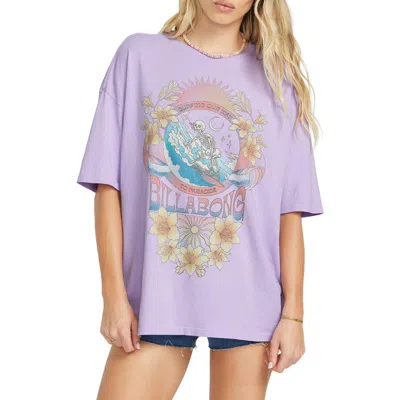 Billabong Oversize Goes Around Here Graphic T-shirt In Purple