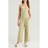 Billabong Pacific Time Cotton Gauze Jumpsuit In Avocado