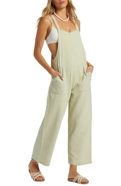 Billabong Pacific Time Cotton Gauze Jumpsuit In Light Avocado