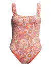 Billabong Paisley-print Swimsuit In Orange