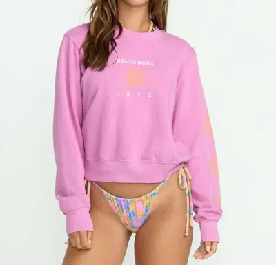Billabong Paradise Crew Fleece Sweatshirt In Bright Rose In Pink