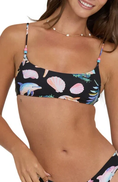 Billabong Party Wave Jaclyn Crop Bikini Top In Black