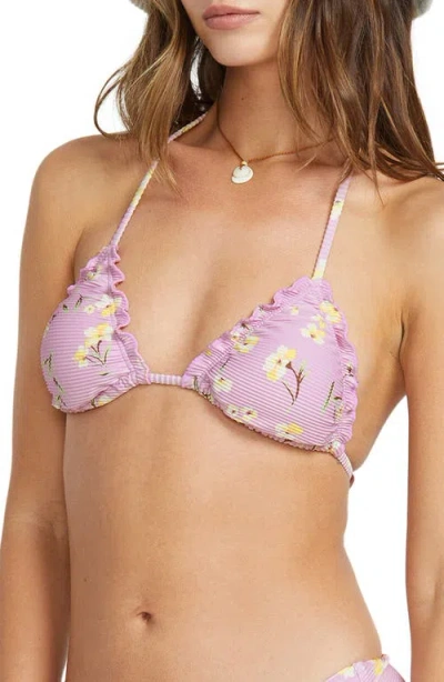 Billabong Peacefuk Petals Lula Triangle Bikini Top In Purple