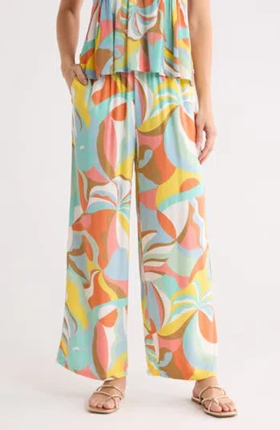 Billabong Pipeline Printed Wide Leg Beach Pants In Blue
