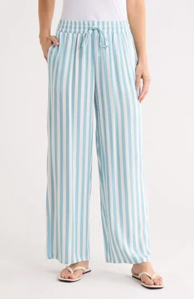 Billabong Pipeline Printed Wide Leg Beach Pants In Light Blue Stripe