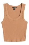 Billabong Rerun Rib Crop Tank In Brown