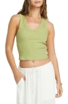 Billabong Rerun Rib Crop Tank In Avocado