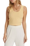 Billabong Rerun Rib Crop Tank In Pale Yellow