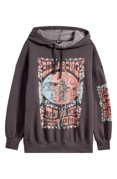 Billabong Rhythm Oversize Fleece Graphic Hoodie In Black Sands