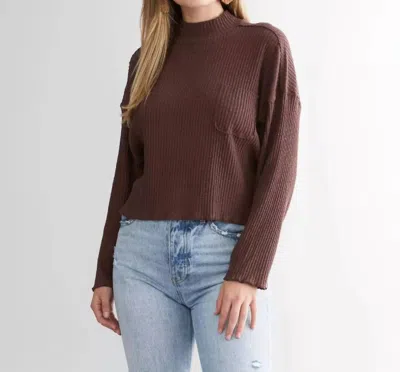 Billabong Rib Knit Boxy Cropped Mock Top In Brown