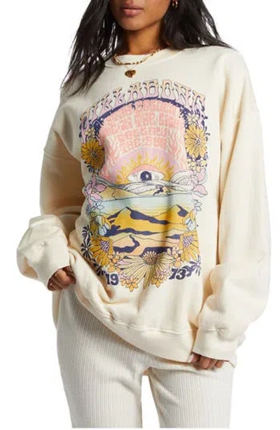 Billabong Ride In Cotton Blend Graphic Sweatshirt In White Cap 111