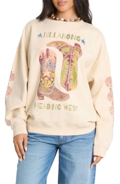 Billabong Ride In Graphic Sweatshirt In White Cap