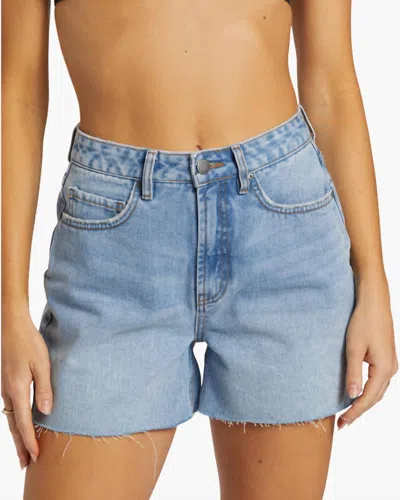 Billabong Riley Denim Short In Faded Indigo Fray In Blue