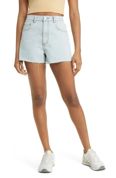 Billabong Riley High Waist Cutoff Denim Shorts In Faded Indigo Fray