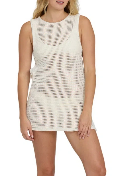 Billabong Rising Tides Open Stitch Cover-up Dress In White