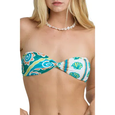 Billabong Salty Waves Twist Bandeau Bikini Top In Multi