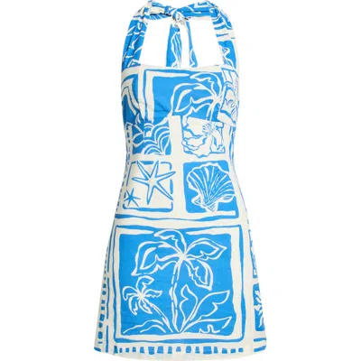 Billabong Sea Glow Cotton & Linen Halter Minidress In Multi