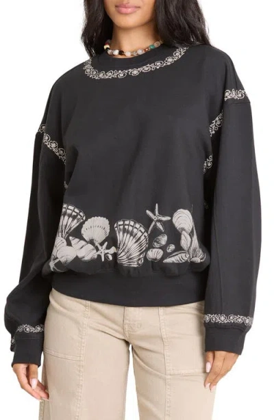 Billabong Sea Treasure Kendal Graphic Sweatshirt In Black