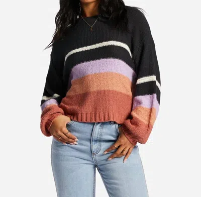 Billabong Seeing Double Crop Sweater In Lilac Breeze In Black