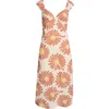 Billabong Shine On Floral Print Midi Dress In Brown