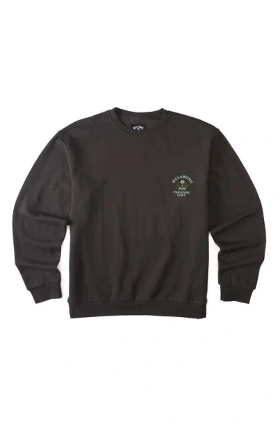 Billabong Short Sands Long Sleeve Cotton Blend Logo Graphic Tee In Raven