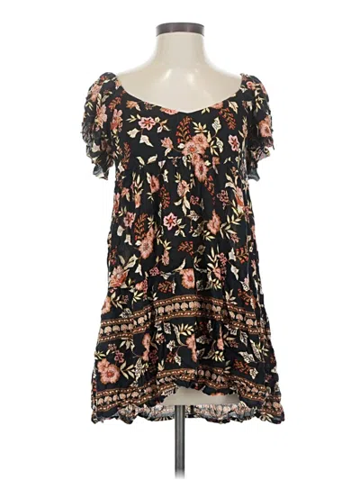 Pre-owned Billabong Short Sleeve Blouse In Black