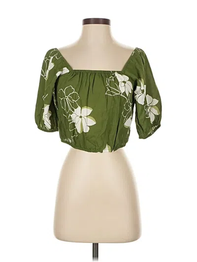 Pre-owned Billabong Short Sleeve Blouse In Green