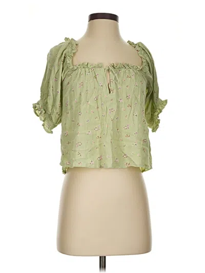 Pre-owned Billabong Short Sleeve Blouse In Green