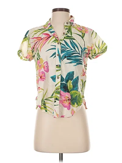 Pre-owned Billabong Short Sleeve Blouse In Ivory