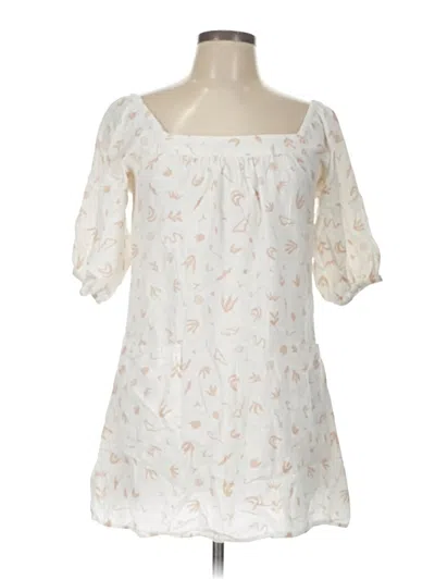 Pre-owned Billabong Short Sleeve Blouse In White