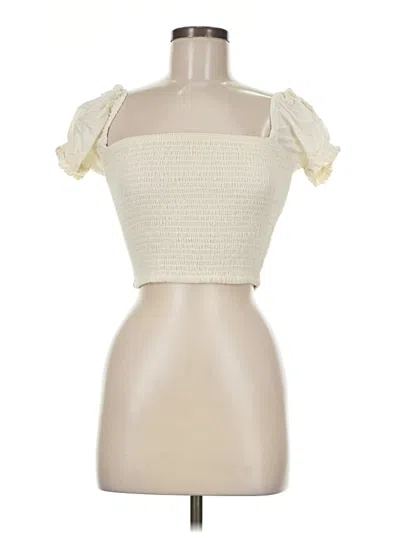 Pre-owned Billabong Short Sleeve Top Ivory Strapless Neckline Tops
