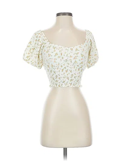 Pre-owned Billabong Short Sleeve Top Ivory Sweetheart Neckline Tops In White