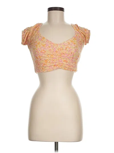Pre-owned Billabong Short Sleeve Top Orange Sweetheart Neckline Tops