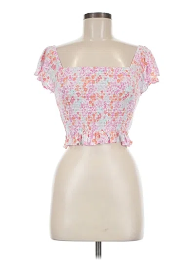 Pre-owned Billabong Short Sleeve Top Pink Sweetheart Neckline Tops