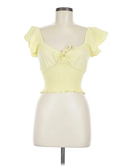 Pre-owned Billabong Short Sleeve Top Yellow Sweetheart Neckline Tops