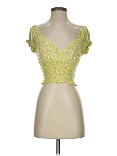 Pre-owned Billabong Short Sleeve Top Yellow Sweetheart Neckline Tops