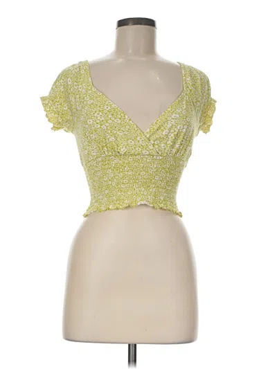 Pre-owned Billabong Short Sleeve Top Yellow Sweetheart Neckline Tops