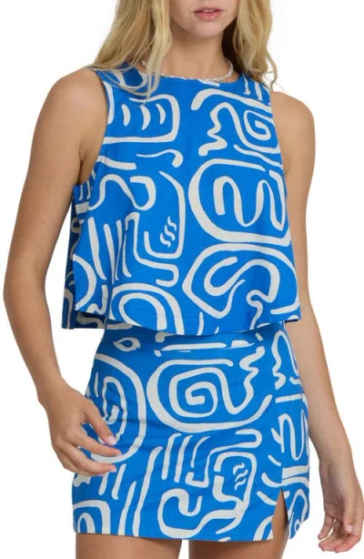 Billabong So Breezy Sleeveless Cotton & Linen Top In Blue