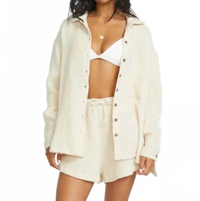 Billabong So Cozy Shacket Top In Tel0-dove In White