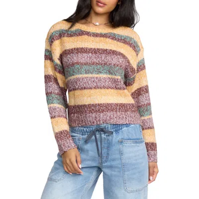 Billabong So Spaced Out Stripe Sweater In Brown
