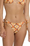 Billabong Sol Groove Side Tie Tanga Bikini Bottoms In Orange