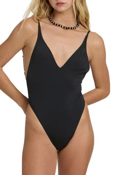 Billabong Sol Searcher Low Back One-piece Swimsuit In Black