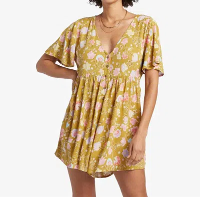Billabong Spring Daze Romper In Green Envy In Multi