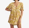 Billabong Spring Daze Romper In Green Envy In Yellow